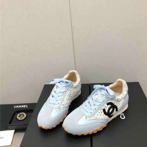 chanel printed white shoes